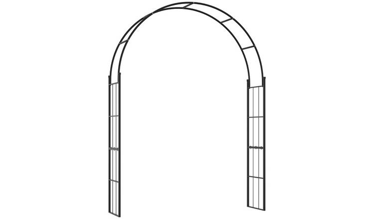 Outsunny Garden Arch Trellis for Ceremony for Climbing Roses - Black