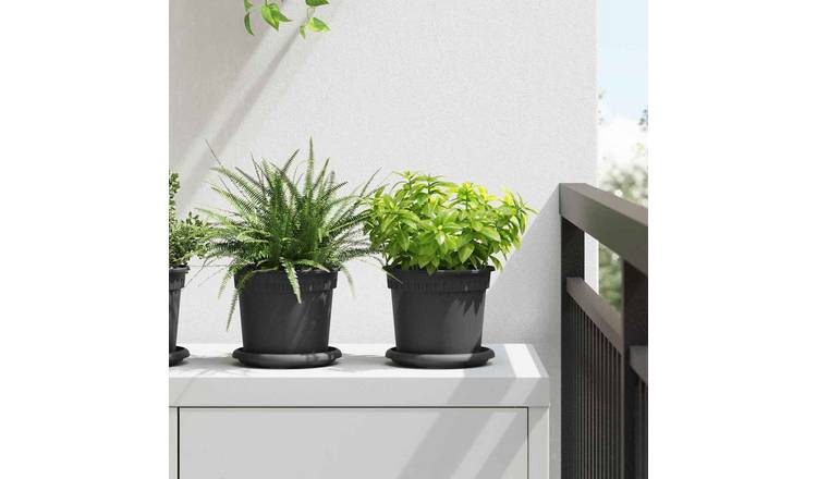 Walplus Pack of 24 Plastic Plant Pot - Black - 15 x 15 x 12 cm