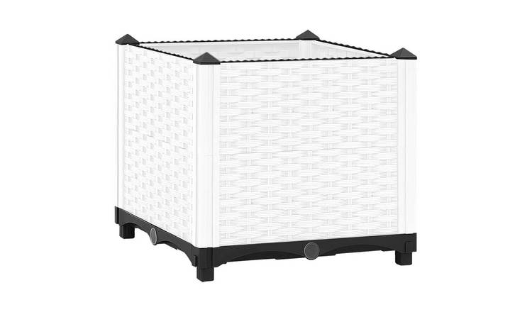 Walplus Polypropylene Raised Garden Bed - White - 40 x 40 x 38 cm