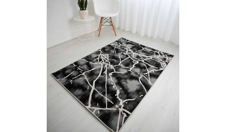 Mega Flooring Black Modern Abstract Rug - 120 x 170cm