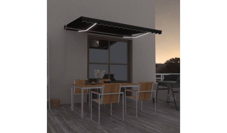 Walplus Electric Polyester Retractable Awning - Anthracite - 450x350 cm
