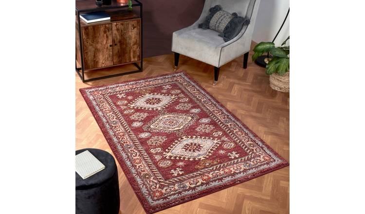 Mega Flooring Red Traditional Bordered Rug - 160 x 225cm