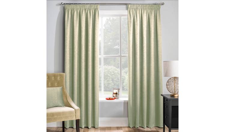 Enhanced Living Zen Thermal Pencil Pleat Curtains - 229 x 183cm - Green