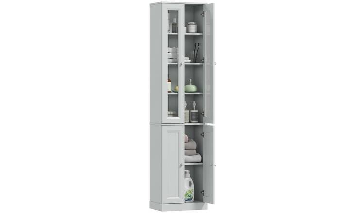 HOMCOM 6 Tier Tall Slim Freestanding Bathroom Cabinet Dusty Blue