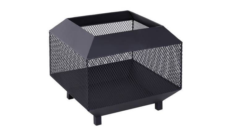 Outsunny Iron Square Fire Pit – Black
