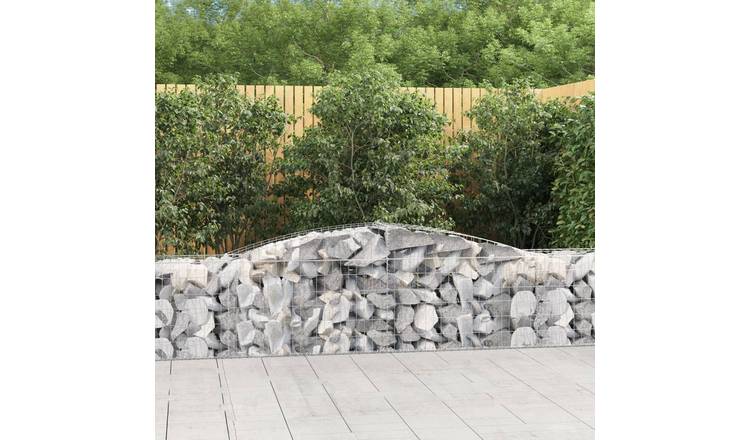Walplus Pack of 2 Galvanised Iron Gabion Basket - Silver - 400 x 50 x 60-80 cm