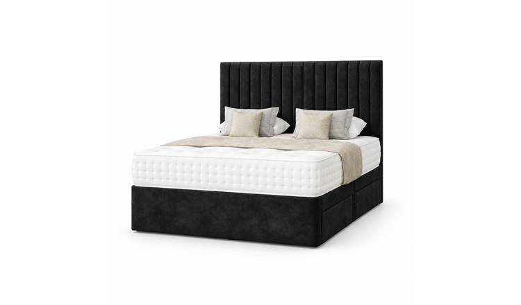 Comfy Deluxe 5ft King Size    Suede  Divan Bed Set -  Black