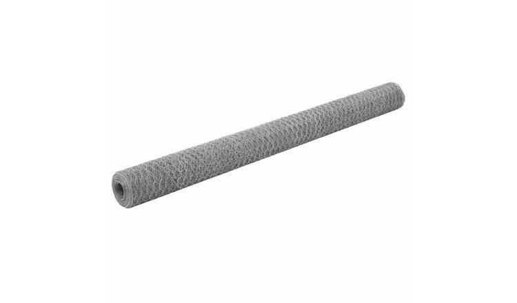 Walplus Galvanised Steel Chicken Wire Fence - Silver - 25 x 1.5 m