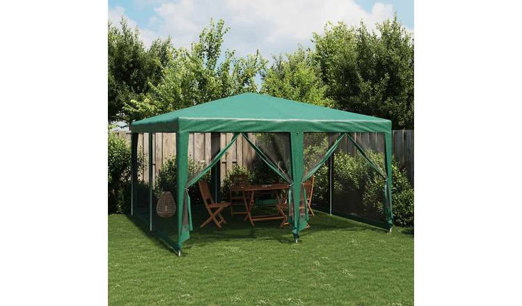 Walplus 4 x 4 m HDPE Party Tent with 8 Mesh Sidewalls - Green