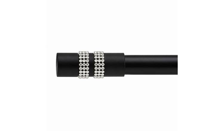 New Edge Blinds 16-19mm Black Sparkle Eyelet Curtain Pole - 160cm - 300cm