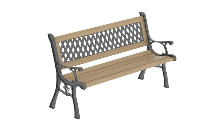 Garden Vida 2 Seater Wooden Cross Style Garden Bench - Natural
