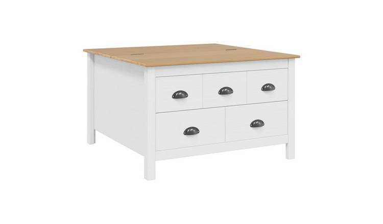 Walplus Coffee Table - White and honey brown - 79.5 x 79.5 x 49 cm
