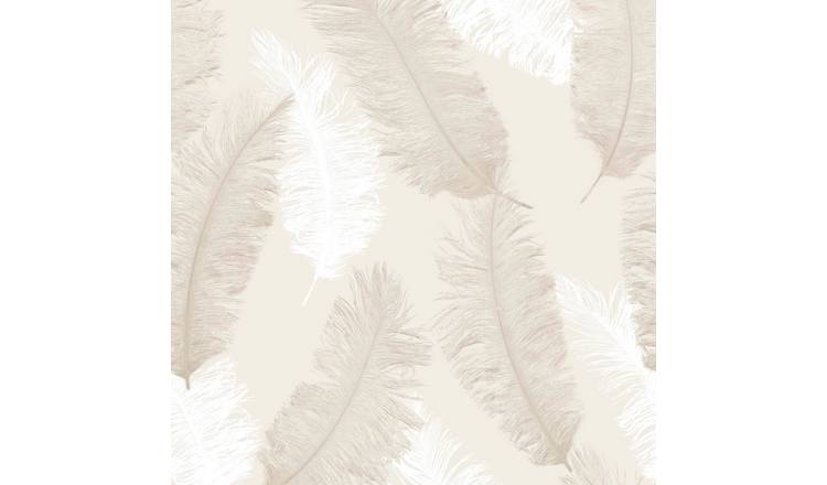 Grandeco Floating Feathers Textured Wallpaper - Taupe