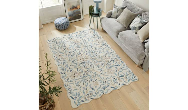 Mega Flooring Blue Modern Floral Rug - 200 x 300cm