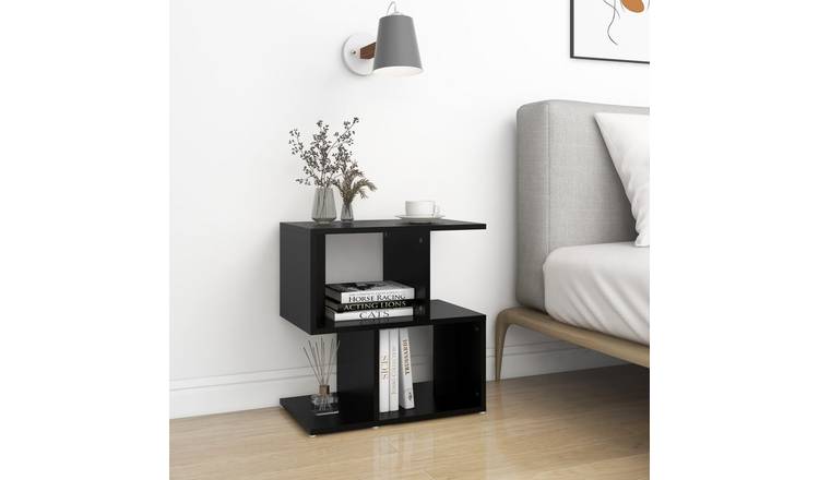 Walplus Pack of 2 Engineered Wood Bedside Cabinet - Black - 50 x 30 x 51.5 cm
