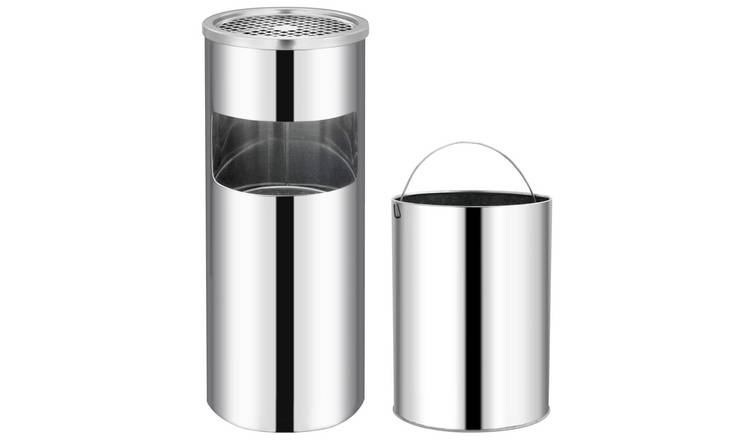 Walplus Stainless Steel Ashtray Dustbin Hotel 30 L - Silver - 25 x 61 cm