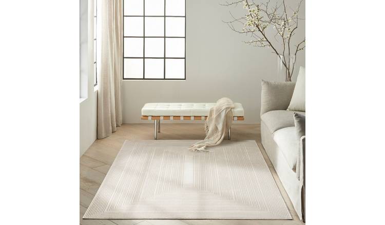 Mega Flooring White Modern Abstract Rug - 119 x 180cm