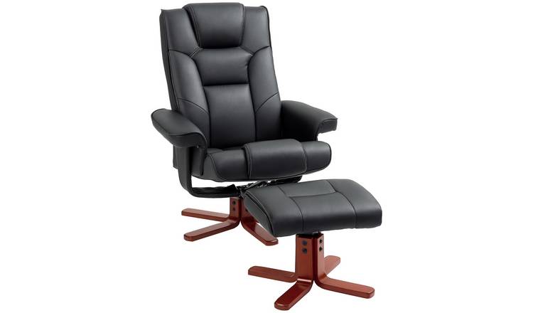 HOMCOM Faux Leather Recliner Armchair with High Back - Black