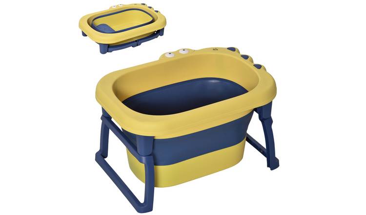 HOMCOM 0-6 Years PP TPE Collapsible Non-Slip Stool Seat Baby Bathtub – Yellow