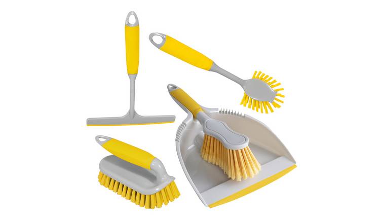 Charles Bentley 'Brights' Kitchen Bundle Dustpan & Brush Washing Up Set - Yellow
