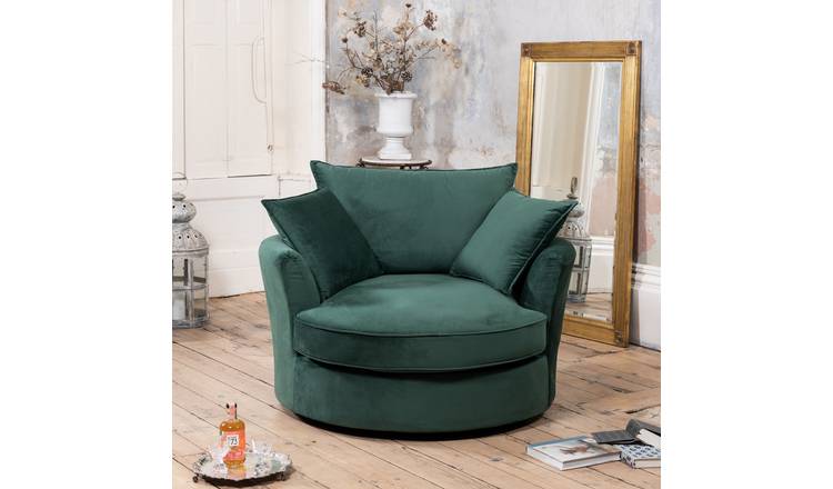 Artemis Home Havana Velvet Swivel Base Cuddle Chair - Green