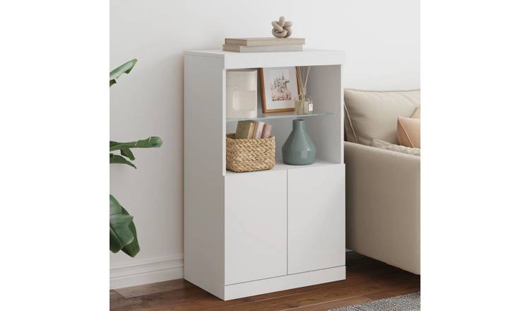 Walplus Engineered Wood LED Sideboard - White - 60.5 x 37 x 100 cm