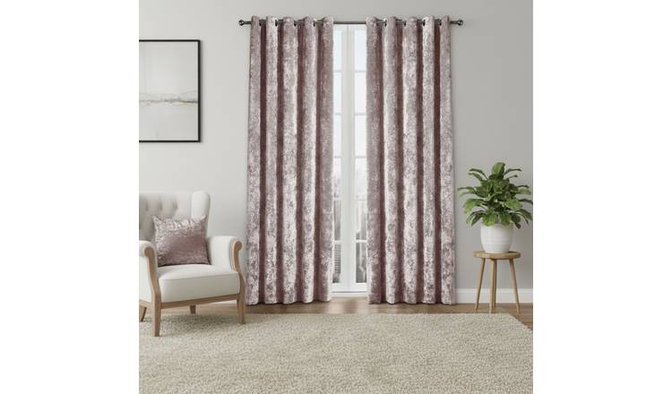 Snug City Crushed Velvet Soft Touch Eyelet Curtains – Blush Pink – 229 x 229cm