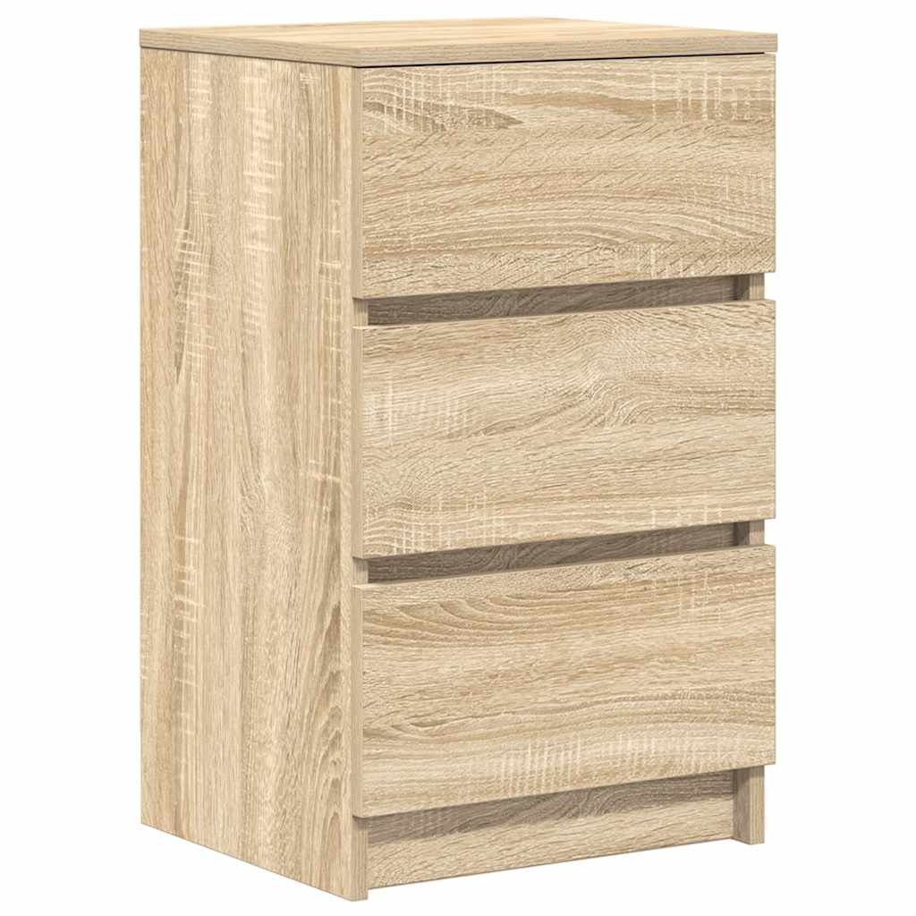 Walplus 3 Drawer Engineered Wood Bedside Cabinet - Light Oak - 39 x 35 x 65 cm - Image 2