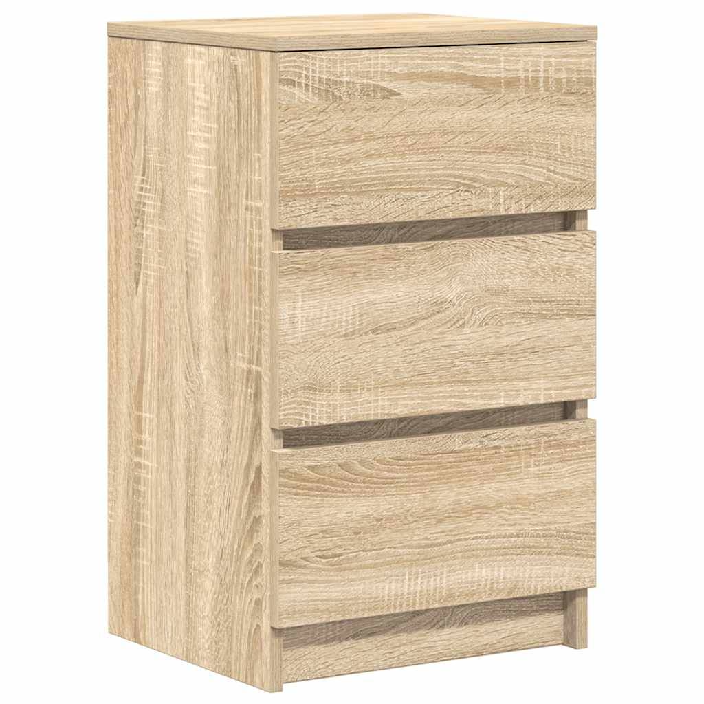 Walplus 3 Drawer Engineered Wood Bedside Cabinet - Light Oak - 39 x 35 x 65 cm - Image 2