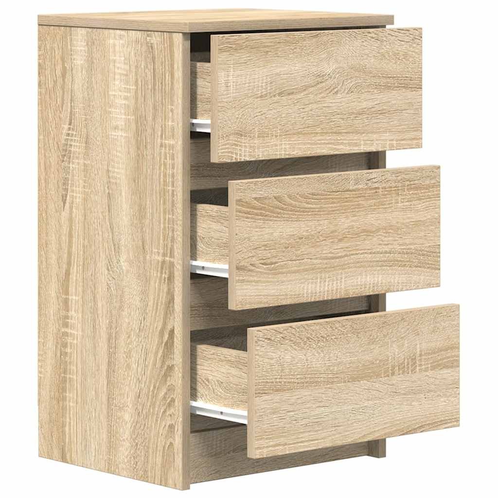 Walplus 3 Drawer Engineered Wood Bedside Cabinet - Light Oak - 39 x 35 x 65 cm - Image 5