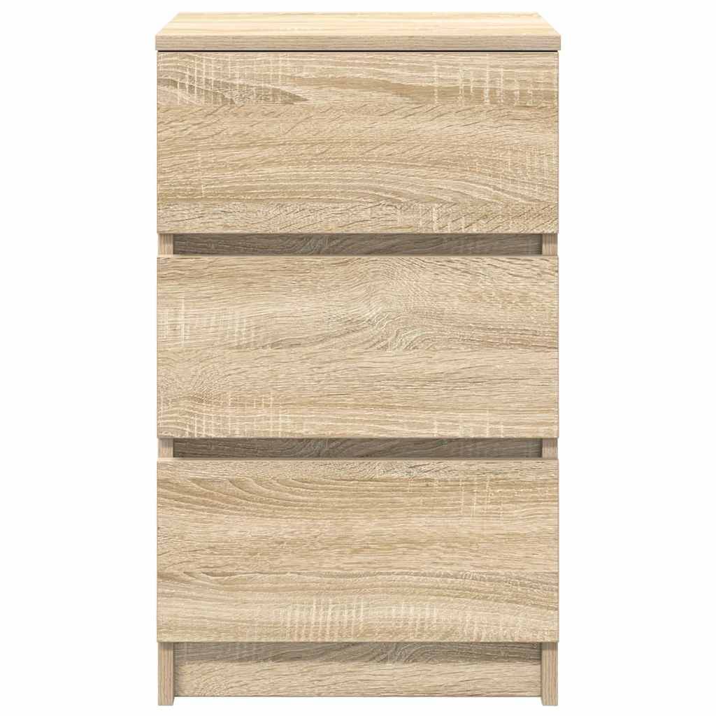 Walplus 3 Drawer Engineered Wood Bedside Cabinet - Light Oak - 39 x 35 x 65 cm - Image 6