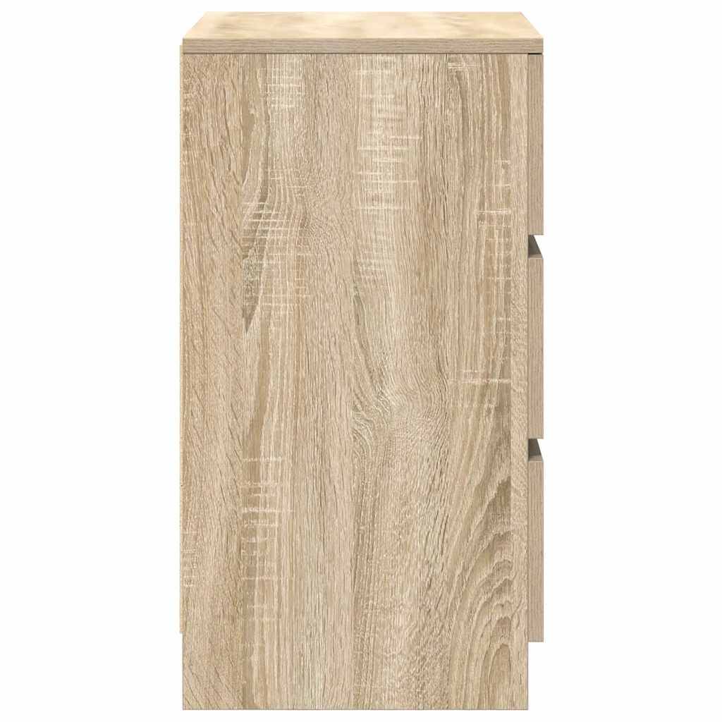 Walplus 3 Drawer Engineered Wood Bedside Cabinet - Light Oak - 39 x 35 x 65 cm - Image 7