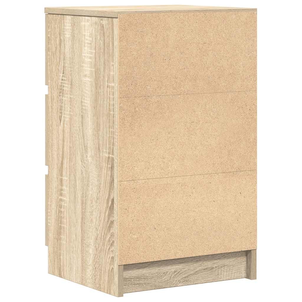 Walplus 3 Drawer Engineered Wood Bedside Cabinet - Light Oak - 39 x 35 x 65 cm - Image 8