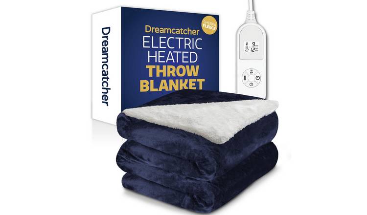 Dreamcatcher Sherpa Polyester Heated Throw Electric Blanket 160 x 120cm - Blue