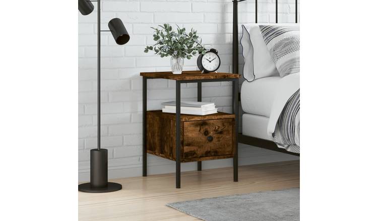 Walplus Engineered Wood Bedside Cabinet - Dark Oak - 34 x 36 x 50 cm