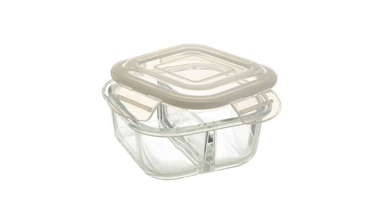 Orsina Freska 2 Section Square Glass Container With Lid 520 ml