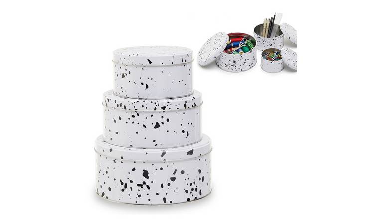 Orsina Speckled Set of 3 Cake Storage Tins