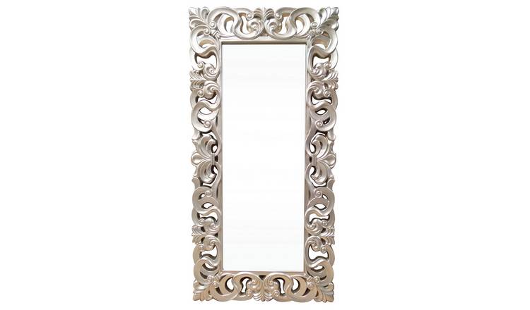 Orsina Palazio Ornate Frame Full Length Wall Mirror - Silver