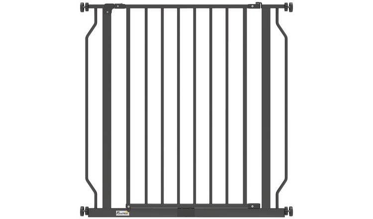 PawHut Pressure Fit Steel Dog Gate - 75-85cm x 76cm - Black