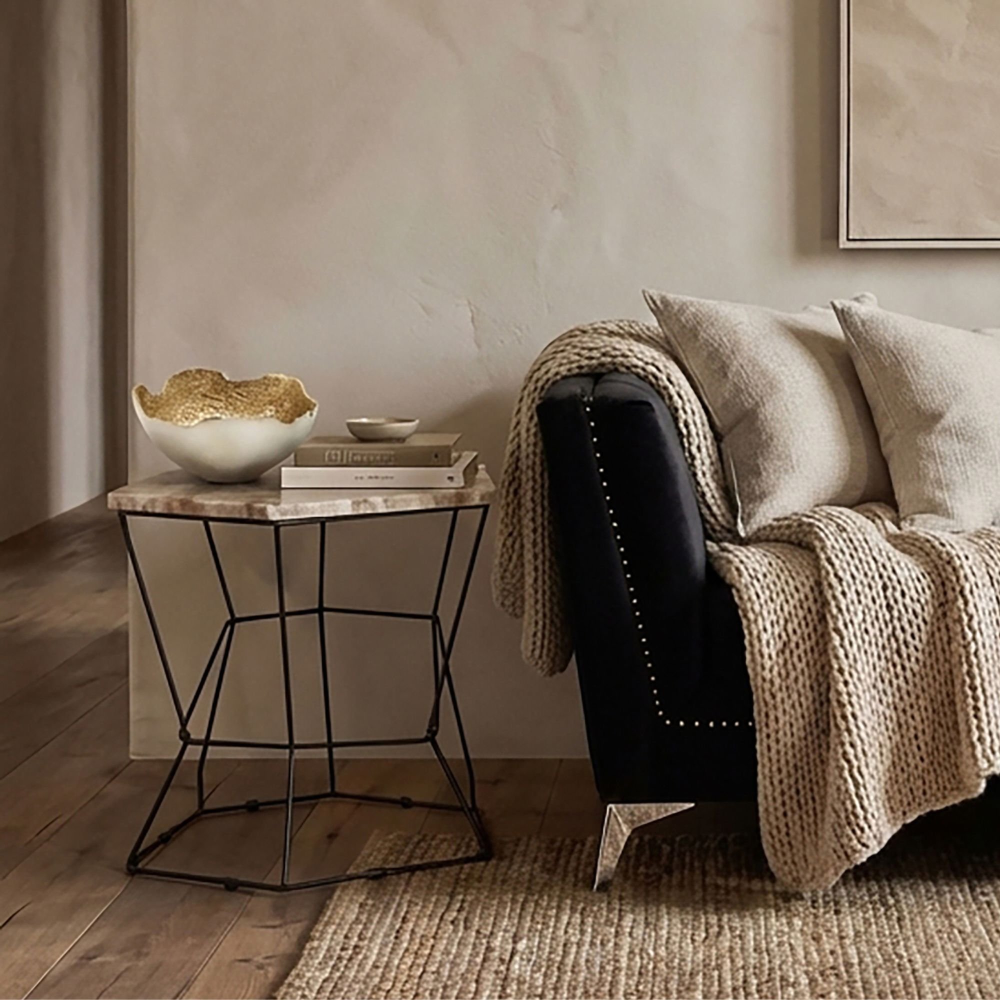 Orsina Metal Asymmetric Side Table - Natural - Image 3