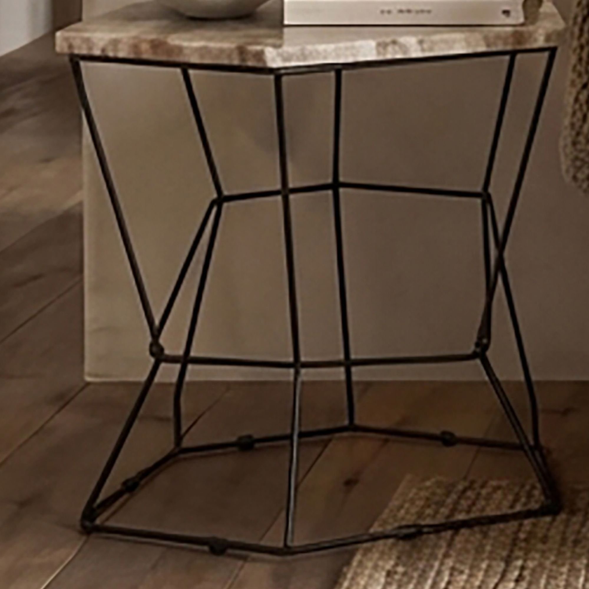 Orsina Metal Asymmetric Side Table - Natural - Image 4