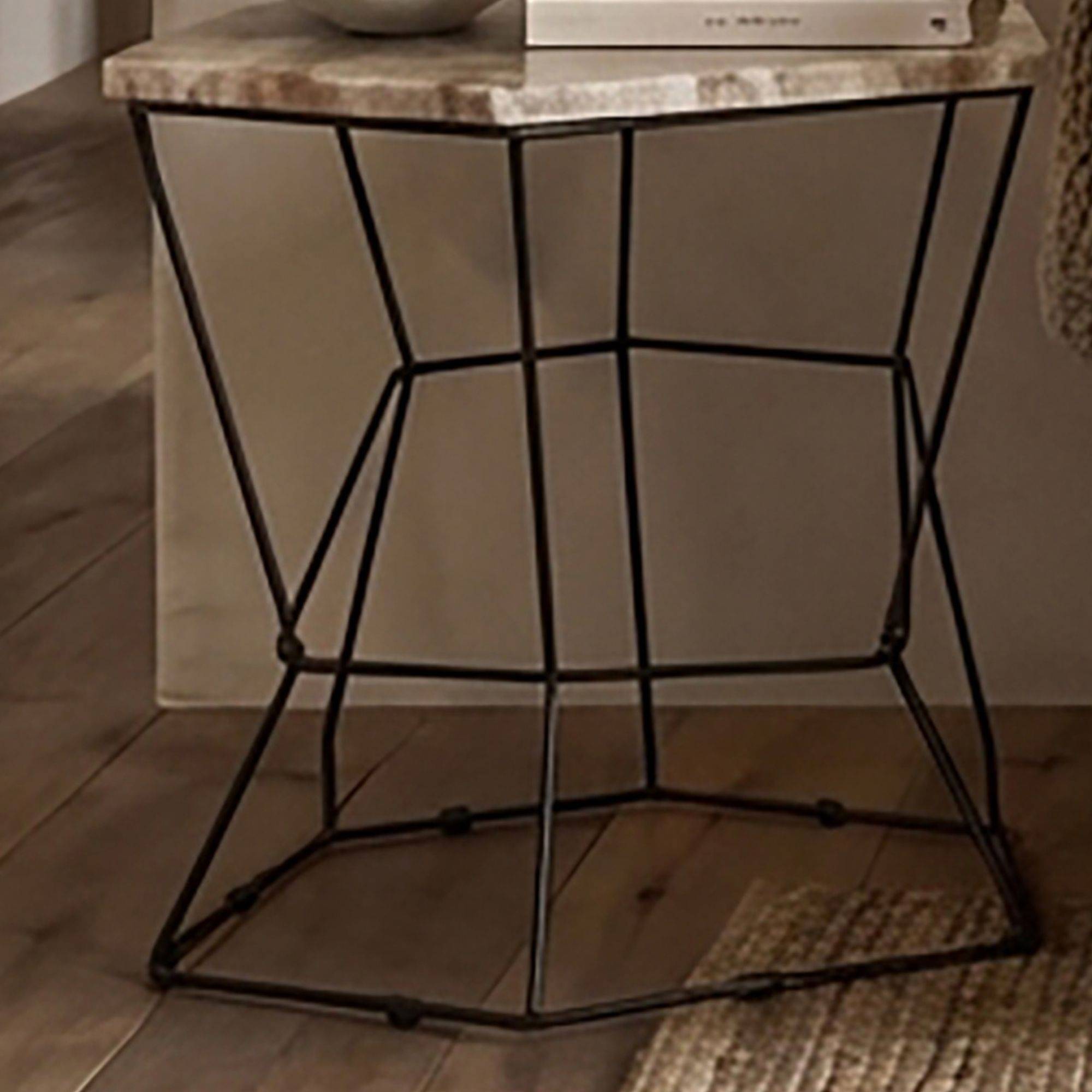 Orsina Metal Asymmetric Side Table - Natural - Image 4
