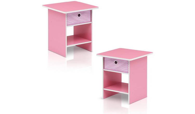 Walplus Dario Nightstand - Pink/Light Pink - 39.4 x 39.4 x 45.2 cm - Pack of 2