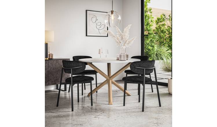 Furniture Online Malvern Marble Effect Dining Table & 6 Myla Black Chairs