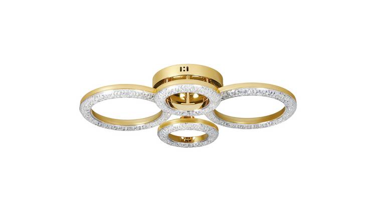 HOMCOM LED Dimmable 4 Rings Ceiling Light - Gold Tone