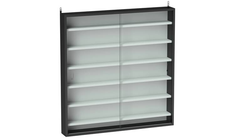 HOMCOM 7 Tier Display Cabinet with 6 Adjustable Shelves - Black and White