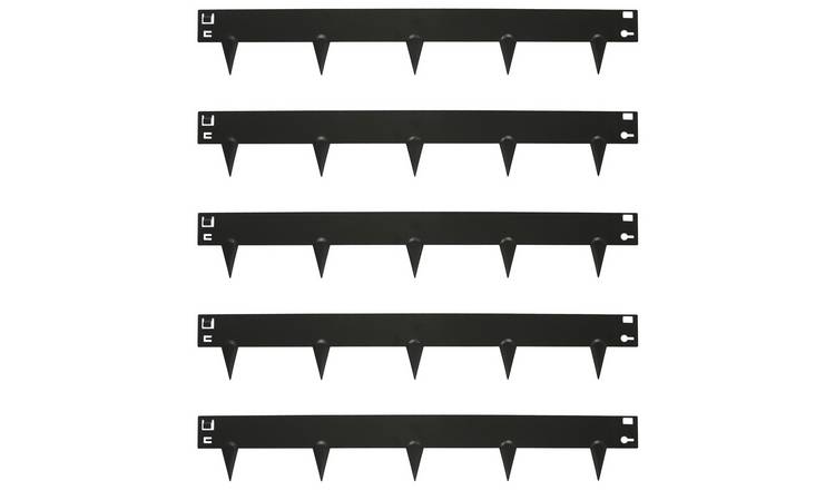 Harbour Housewares 5pc Steel Lawn Edging Set - 5m x 8cm - Black