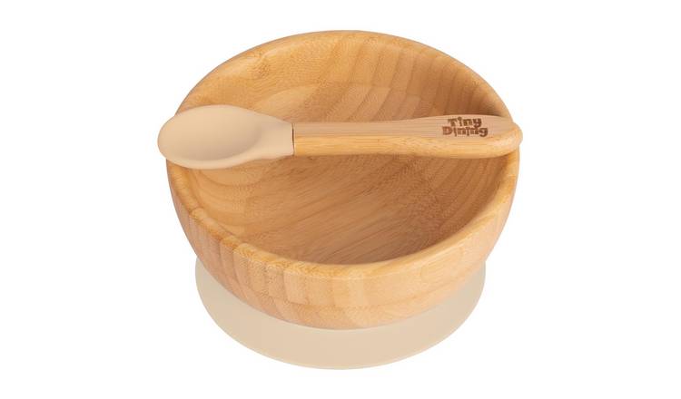 Tiny Dining Bamboo Suction Bowl & Spoon Set - Beige