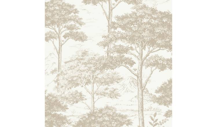 Grandeco Etched Tree Toile Textured Wallpaper - Neutral