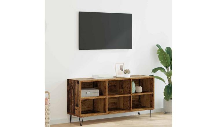 Walplus 6 Shelf Wood TV Cabinet Open Shelf - Old Wood - 103.5 x 30 x 50 cm